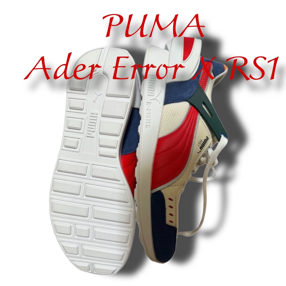 Authentic PUMA Ader Error X RS1 Sneakers with Red and Blue Accents